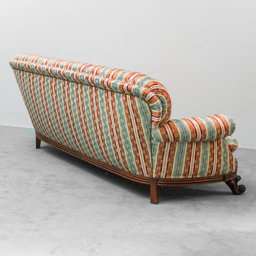 Vintage Three-Seater Sofa in Multi-Colored Striped Fabric, 1950s