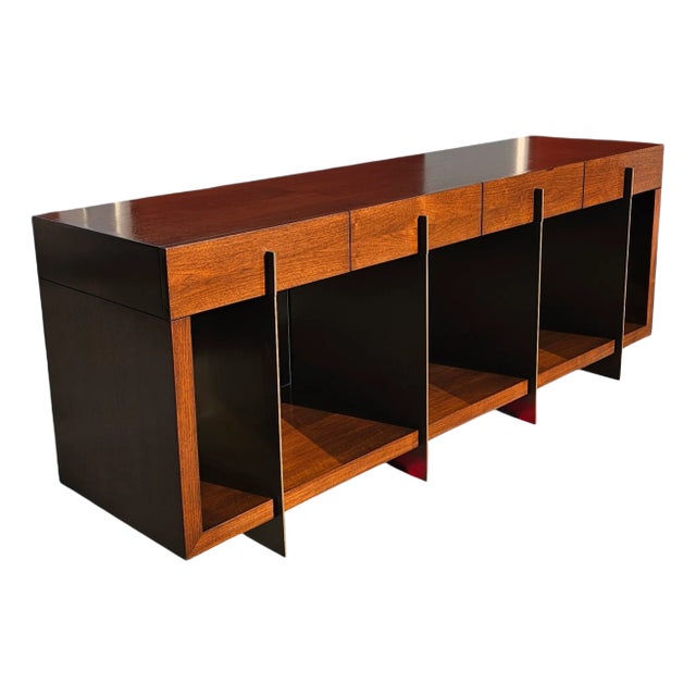 Berman Rossetti Draper Cabinet W/Mirrored Back Sideboard For Sale