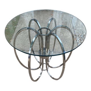 Mid Century Modern Chrome Ring Side Table in Manner of Milo Baughman For Sale