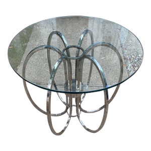 Mid Century Modern Chrome Ring Side Table in Manner of Milo Baughman