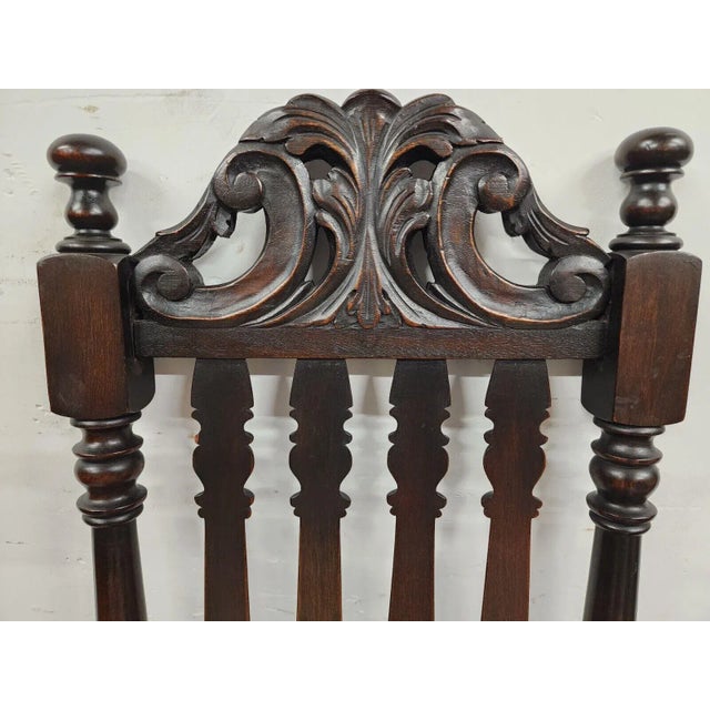 Antique Hall Chairs Walnut Dining Accent Pair For Sale - Image 4 of 12