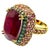 Bochic “Capri” Vintage Ruby, Emerald & Pink Sapphire Ring Set 18K Gold & Silver Natural Ruby - 12 Carats Natural Pink...