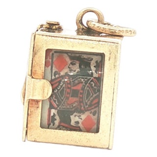 1960's j.m. Fischer 14k Yellow Gold Deck of Playing Cards Charm For Sale
