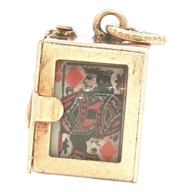 1960's j.m. Fischer 14k Yellow Gold Deck of Playing Cards Charm For Sale