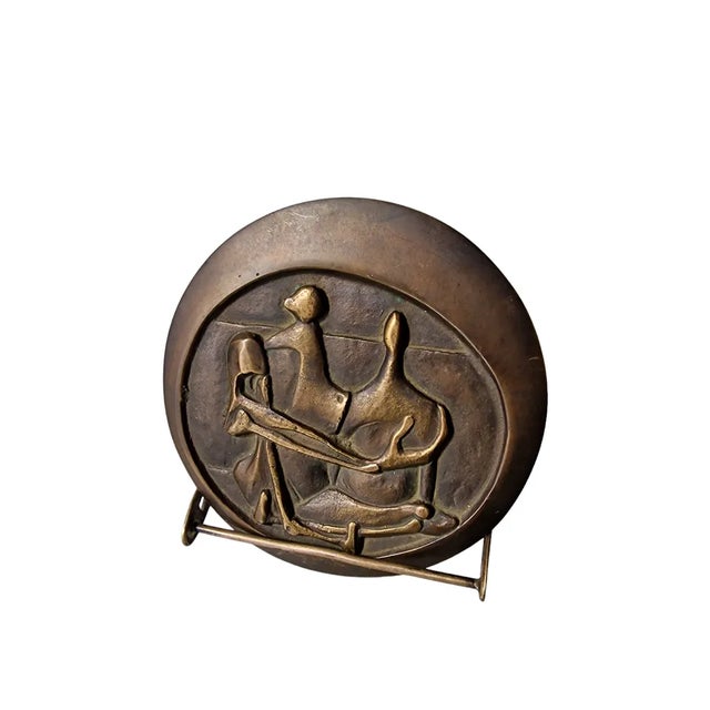 Metal Bronze Bas-Relief Medallion Sculpture For Sale - Image 7 of 7