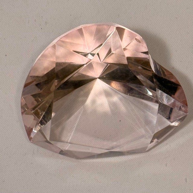 Tiffany Style Faceted Pink Heart Paper Weight For Sale - Image 9 of 10