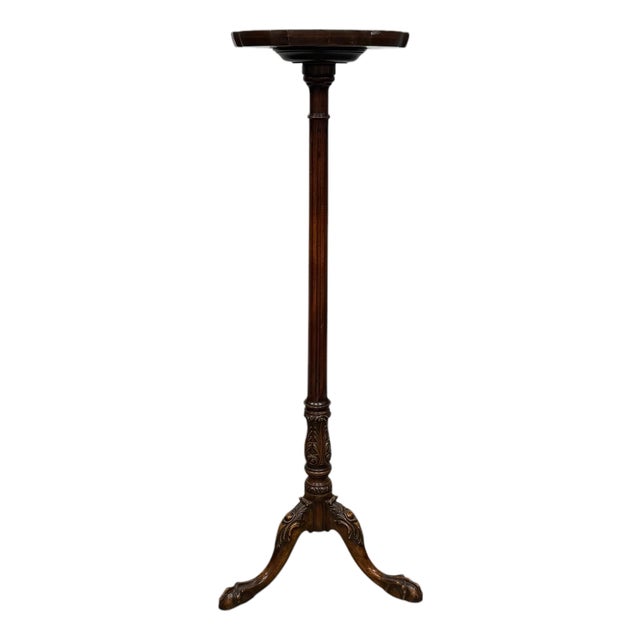Vintage Pie Crust Edge Top Pedestal Plant Stand For Sale