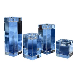 Bombay Company Crystal Candle Holders Modern Set of 4 For Sale