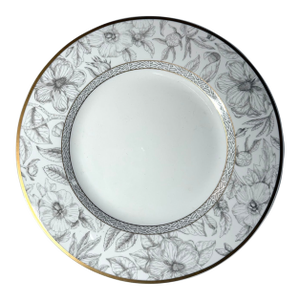 Villeroy & Boch Kimono Edo Dinner Plate - Chateau Collection, Gray Geometric Shapes, Gold Trim