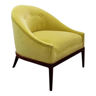 1960s Chartruese Velvet Slipper Chair For Sale