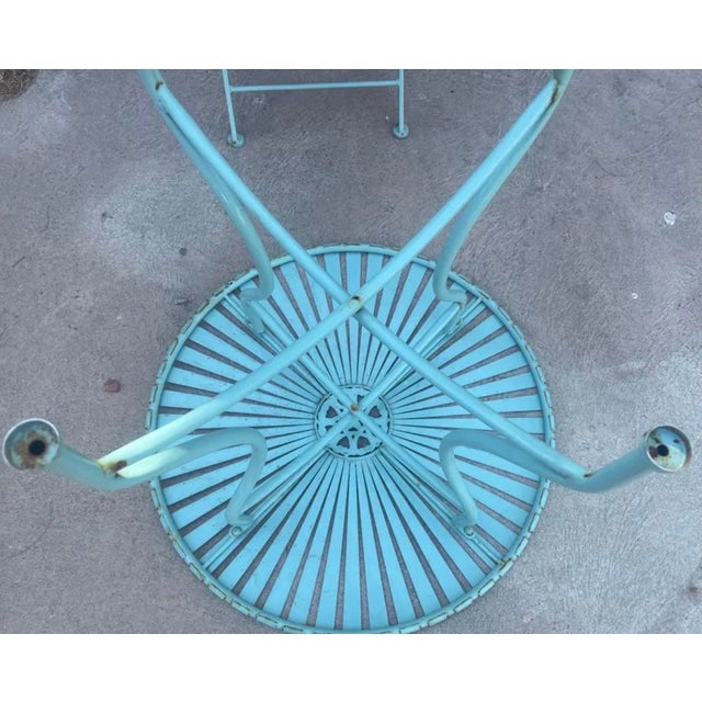 Mid-Century Modern Francois Carr Attributed Powder Blue Starburst Patio Bistro Set - 3 Pieces For Sale In Phoenix - Image 6 of 7