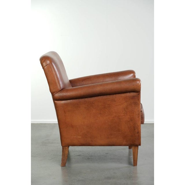 Vintage Sheepskin Armchair in Cognac For Sale - Image 3 of 14