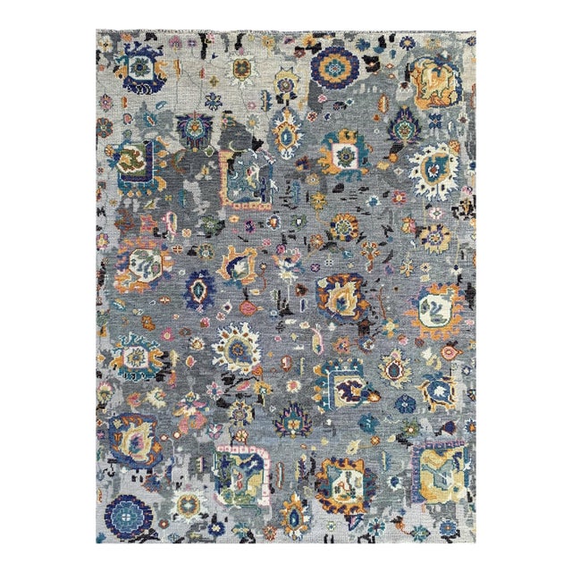 9x12 Classic Willow Gray Tribal Floral Hand Knotted Wool Carpet Rug For Sale