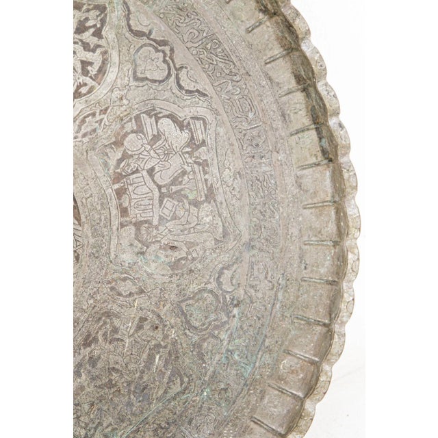 Silver Antique Middle Eastern Persian Wall Hanging Metal Tray For Sale - Image 8 of 13