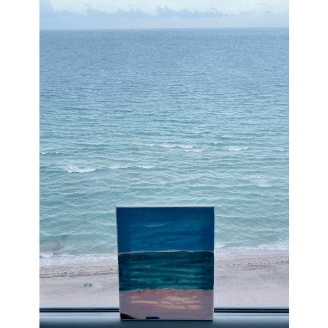 Abstract 1970s Abstract Sea Scape Original Painting on Canvas For Sale - Image 3 of 4