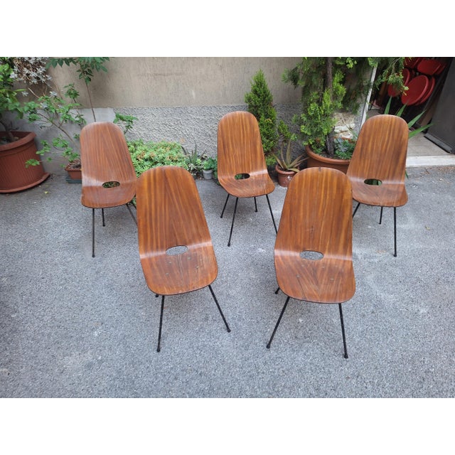 Medea Chairs with Straight Backrests by Vittorio Nobili for Medea, 1950s, Set of 5 For Sale - Image 10 of 11