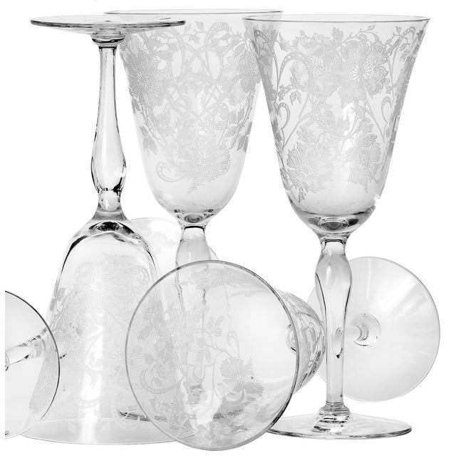 1920s Etched Crystal Wine Glasses Set of 8 Chairish