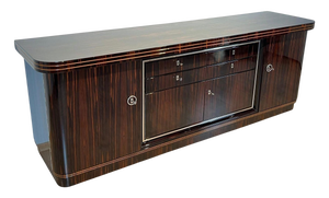 Large Art Deco Sideboard in Macassar Ebony, Maple & Chrome, France, 1930s