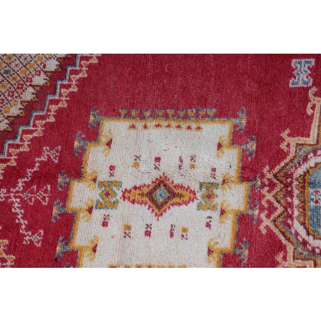 Red 1960s Moroccan Vintage Hand-Woven Tribal Rug For Sale - Image 8 of 12