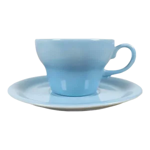 Vintage 1930s Mid Century Modern Pacific Pottery Arcadia Delph Blue Cup & Saucer Set, California Usa- 2 Pieces