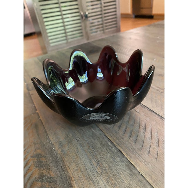 2000 - 2009 Blenko Mid Century Modern Art Glass Abstract Lotus Pattern in Amethyst Purple by Richard Blenko Hand Blown Glass For Sale - Image 5 of 6