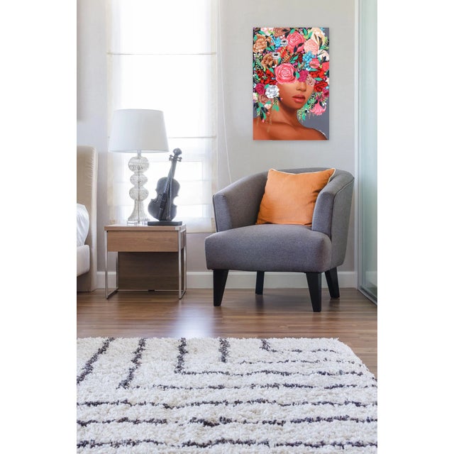 Textile "Gold Vines" Contemporary Original Botanical Portrait Mixed-Media Painting by Sally K For Sale - Image 7 of 8