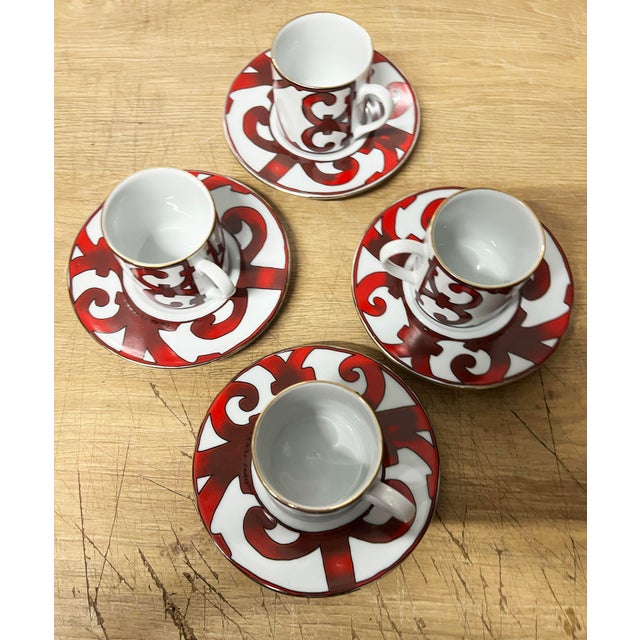 Hermes Demitasse/Espresso 4 Cups Saucers “Balcon Du Guadalquivir” - 8pcs For Sale In New York - Image 6 of 10