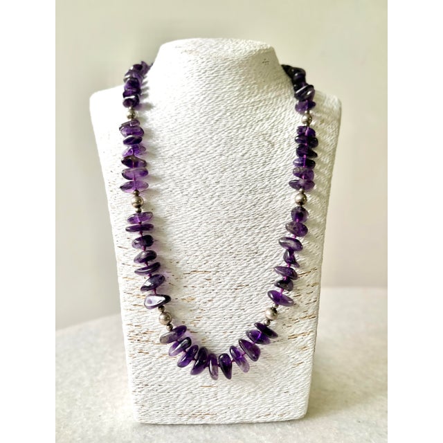 Vintage Amethyst and Sterling Silver Beaded Necklace For Sale - Image 4 of 4