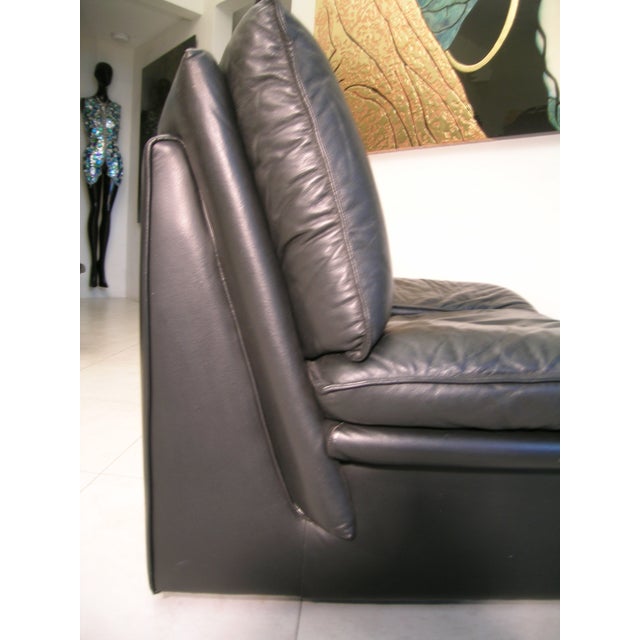Nicoletti Salotti Italian Mid Century Modern Black Leather Lounge Chair