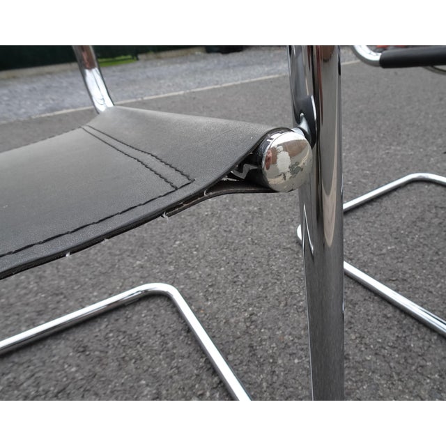 Vintage Italian B34 Leather Chrome Slide Chairs by Mart Stam, 1990s, Set of 2 For Sale - Image 17 of 18
