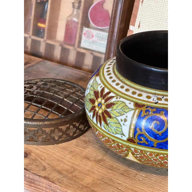 Antique Floral Dutch Ceramic Vase With Detachable Top Dated 1846 For Sale In Seattle - Image 6 of 9