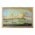 Vintage Maritime Harbor Painting Framed Coastal Seascape With Masted Sailing Ships For Sale