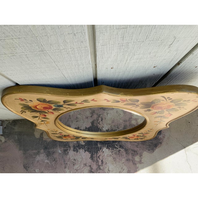 Late 20th Century 20th Century Folk Style Painted Floral Mirror For Sale - Image 5 of 6