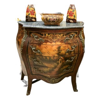 French Louis XV Style Marquetry Commode For Sale