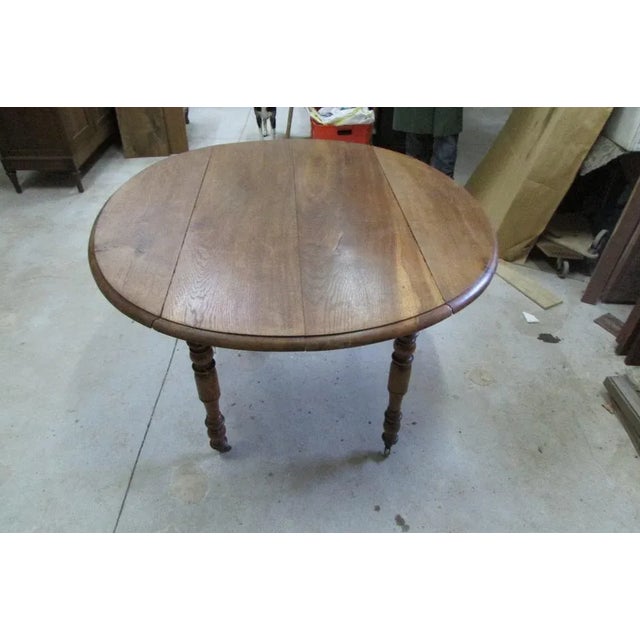 Wood Round Kitchen Table with Oak Shutters, 1900s For Sale - Image 7 of 7