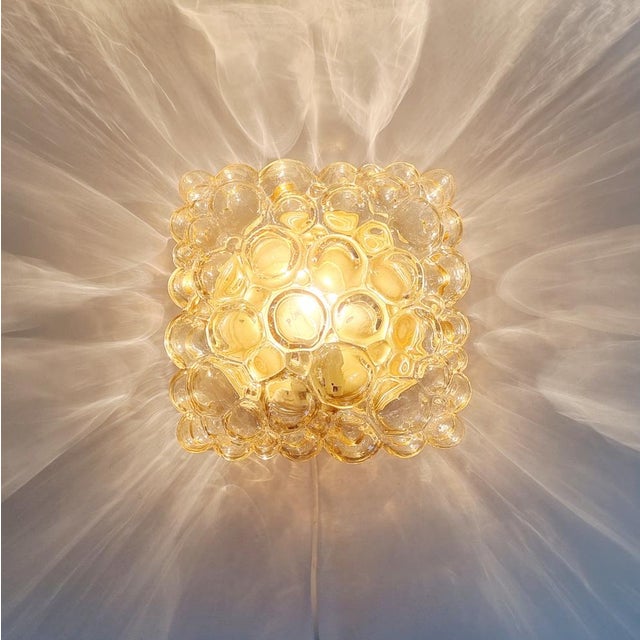 Mid-Century Amber Bubble Glass Wall Light attributed to Helena Tynell for Limburg, Germany, 1970s For Sale - Image 9 of 11