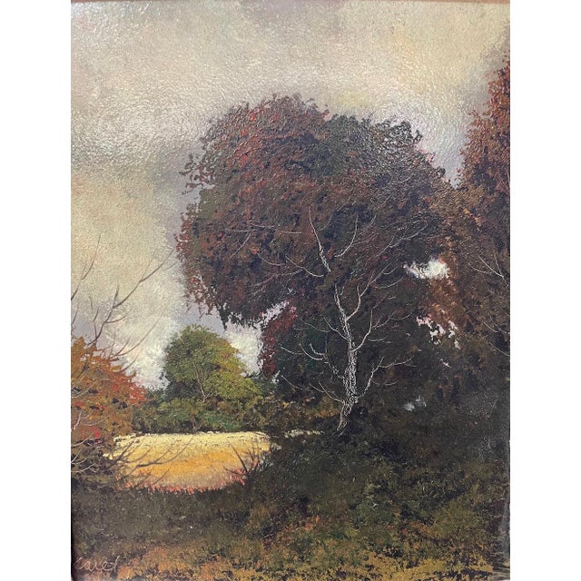 The subdued palette of the subject trees sets them against a background of palest yellow into amber for a striking effect...