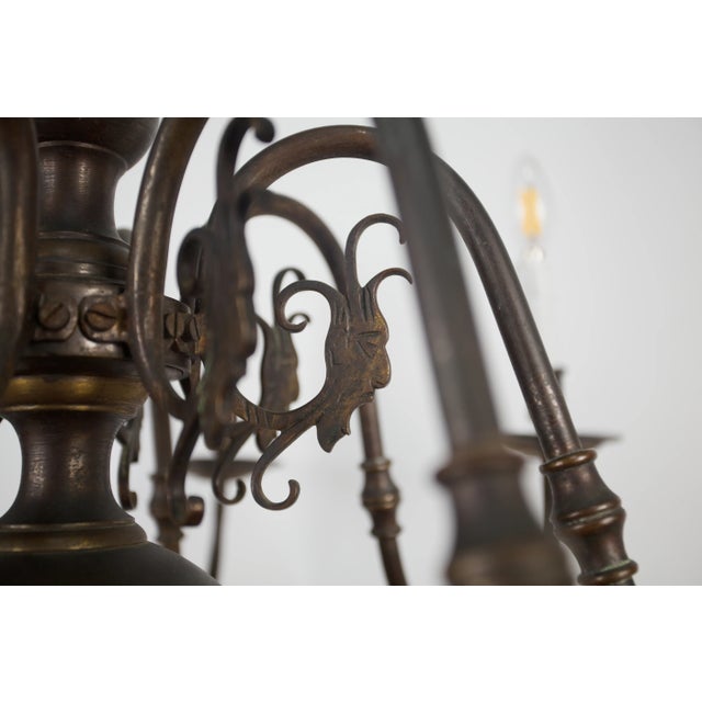 Metal Dutch Bronze 8-Arm Chandelier with Eagle and Mascarons For Sale - Image 7 of 8