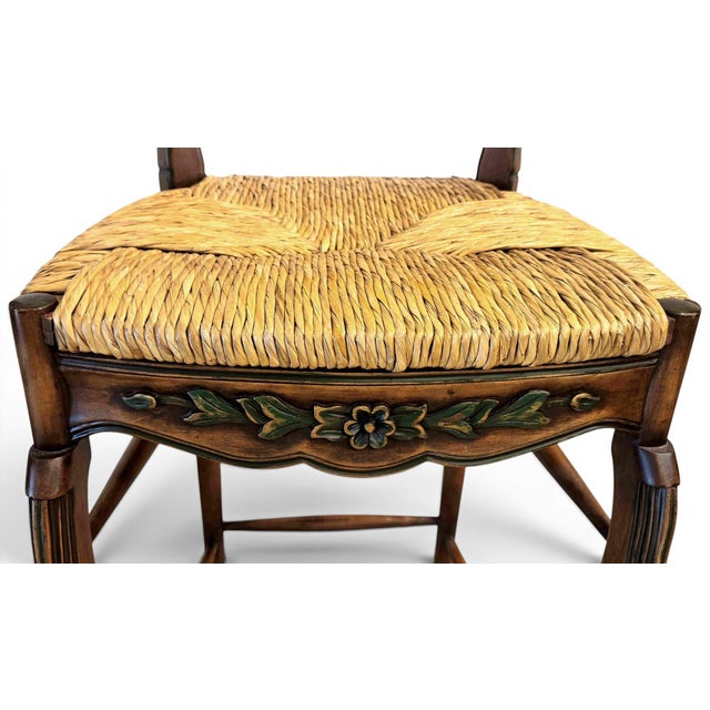 French Country Rush Seat Bar Stools - Set of 3 For Sale In Miami - Image 6 of 13