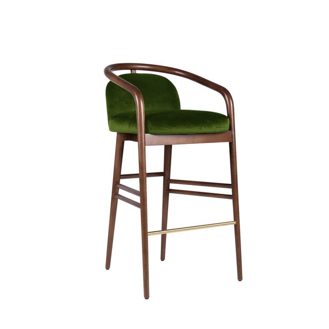 Essex Green Velvet Bar Stool by Javier Gomez For Sale - Image 6 of 6