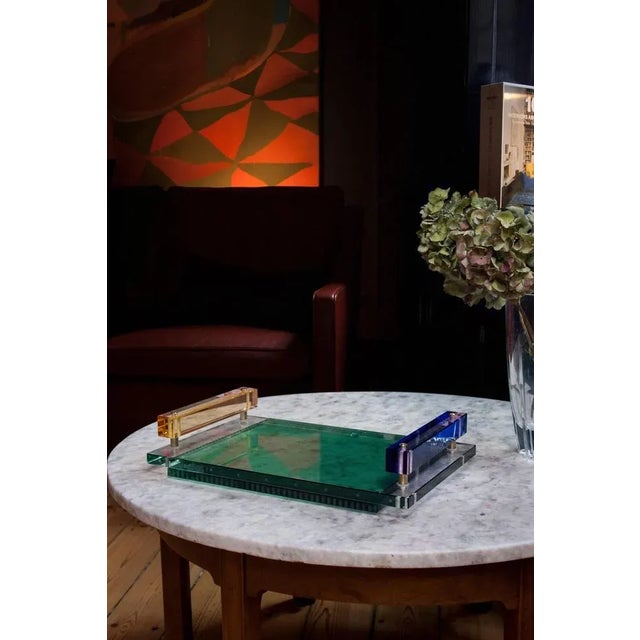 Contemporary Panama Crystal Tray in Hand Sculpted Crystal by Reflections Copenhagen For Sale - Image 3 of 5