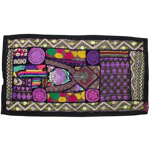 Amethyst Mid Century Hand Embroidered Vintage Textile Fiber Art Wall Hanging Tapestry For Sale - Image 8 of 11