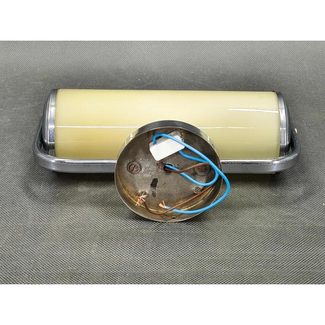 Metal Art Deco Czech Opaline Glass Wall Light, 1930s For Sale - Image 7 of 13
