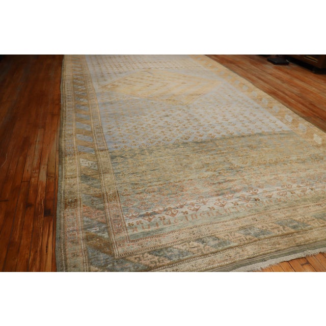 Zabihi Collection Powder Blue Tribal Persian Kurd Corridor Rug For Sale - Image 9 of 12