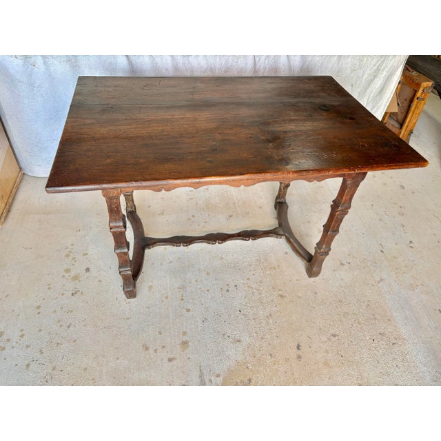 Brown Late 19th Century French Pine Trestle Side Table For Sale - Image 8 of 13