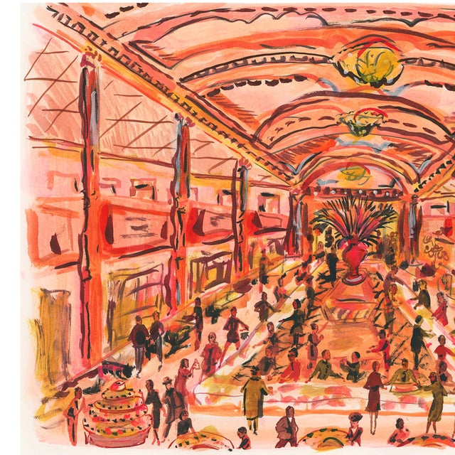 A top view of a luxurious department store with all the shoppers browsing displays and items behind the counter.