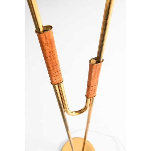 Metal Scandinavian Modern Floor Lamp in Brass, 1950s For Sale - Image 7 of 9