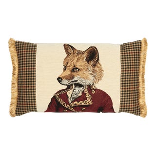 Master Fernando Fox Tapestry Cushion With Tweed & Fringe - 33x55cm (13"x22") For Sale