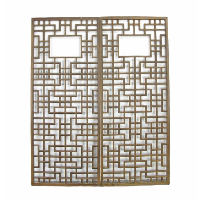 Chinese Lattice Antique Chinese Wood Screen Panel For Sale - Image 3 of 7
