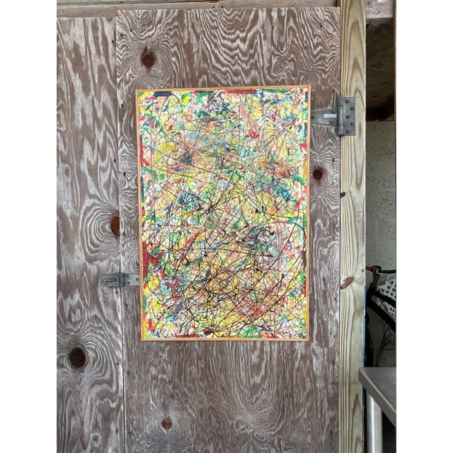 Paint Vintage Abstract Expressionist Painting Signed Lincoln Park For Sale - Image 7 of 12